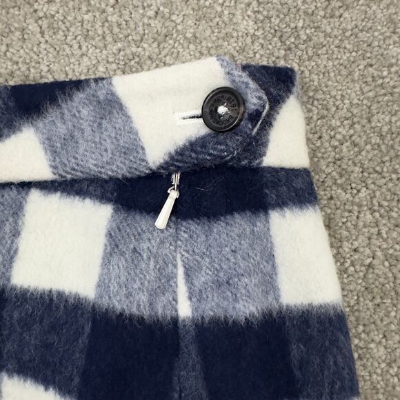 Brooks Brothers Red Fleece trapezoid wool skirt‎ checkered blue and white W-6 - Picture 3 of 10